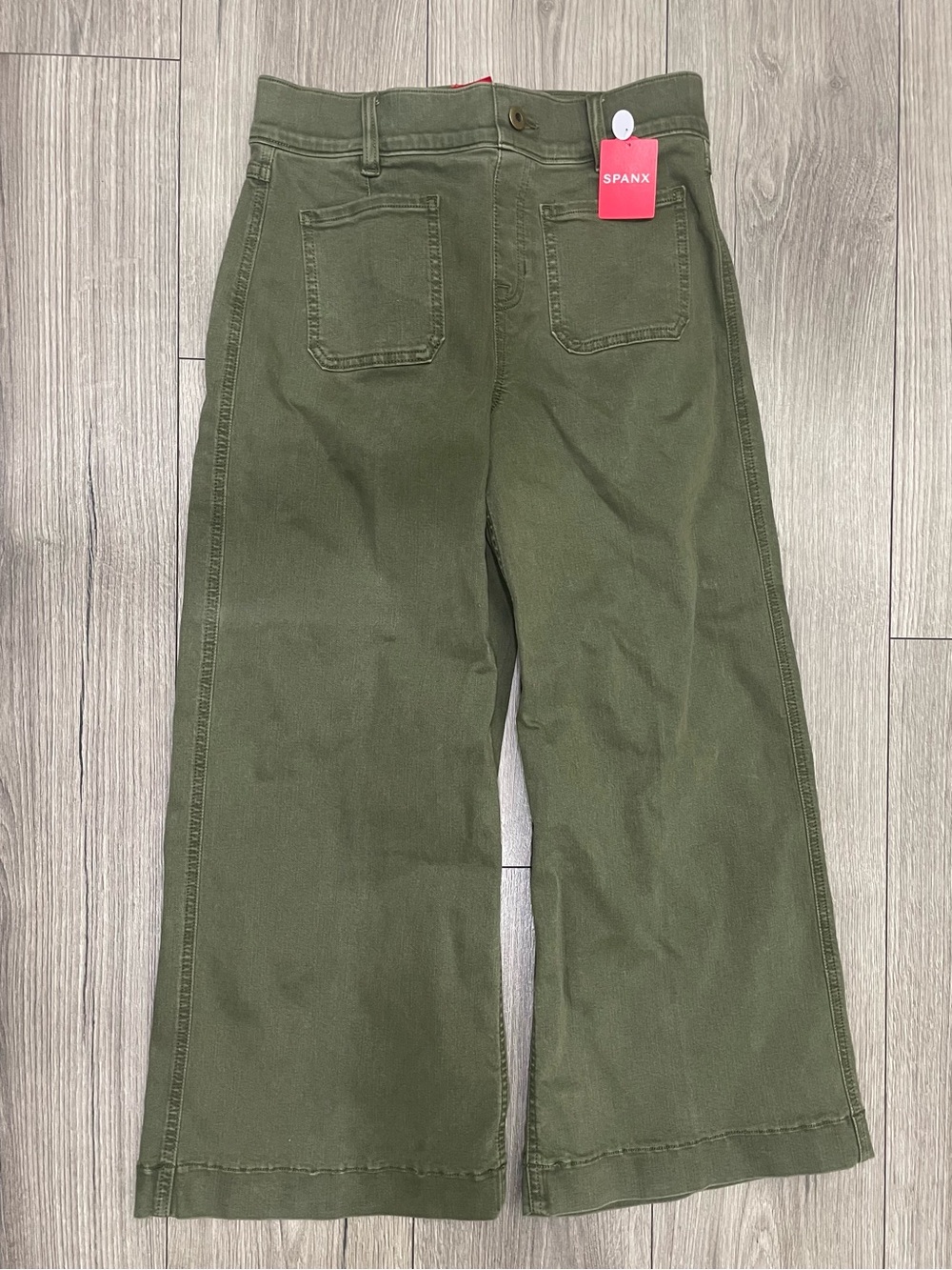 SPANX Garment Dye Cropped Wide Leg Patch Pocket Pants Size Small Petite